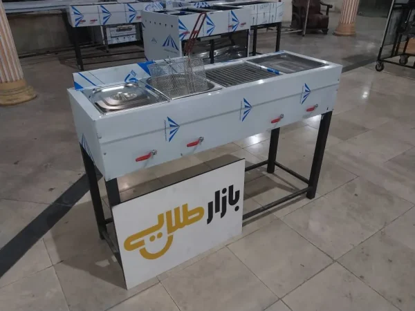 فر ساندویچی ساندویچ اغذیه ترکیبی مرکب بغل سرخ کن صنعتی ۴ کاره خطی نیم تنه