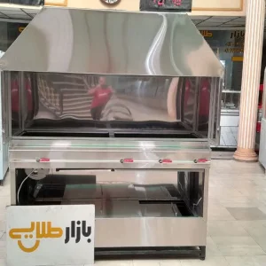 دستگاه کباب پز ترکیبی گازی/ذغالی پایین کار فر دیزی پز با ورق استیل