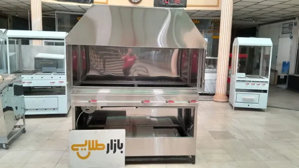 دستگاه کباب پز ترکیبی گازی/ذغالی پایین کار فر دیزی پز با ورق استیل