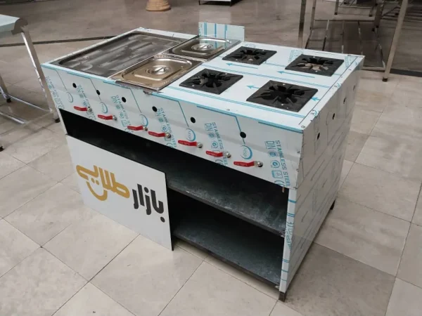 فر اجاق گاز ساندویچی ۴ شعله بغل ۷ کاره نیم تنه