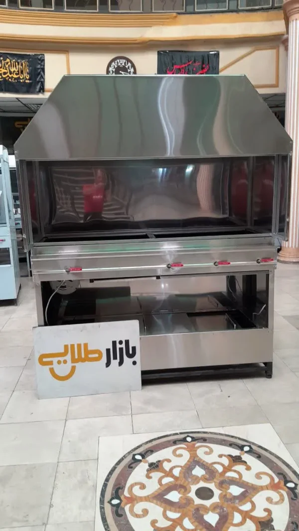 دستگاه کباب پز ترکیبی گازی/ذغالی پایین کار فر دیزی پز با ورق استیل