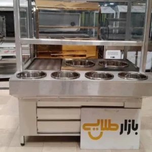 فر ساندویچی فلافلی آبادان نقره ای جلو میز سلف پرکن بخور