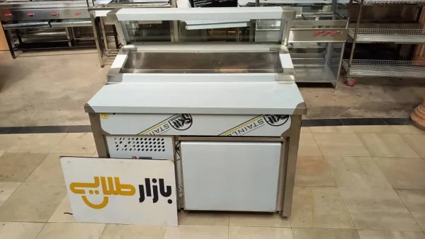 تاپینگ پیتزا ۶ لگنه استیل(بدون لگن) زیر یخچالی ساندویچی فست فود