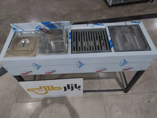 فر ساندویچی ساندویچ اغذیه ترکیبی مرکب بغل سرخ کن صنعتی ۴ کاره خطی نیم تنه