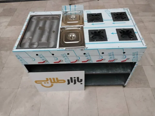 فر اجاق گاز ساندویچی ۴ شعله بغل ۷ کاره نیم تنه