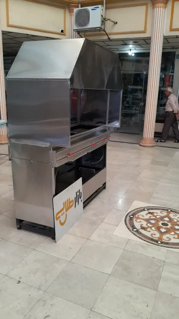 دستگاه کباب پز ترکیبی گازی/ذغالی پایین کار فر دیزی پز با ورق استیل