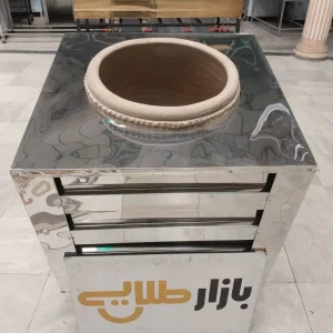 دستگاه تنور گلی استیل صنعتی نان دان کباب داغ سایز ۵ نانه ۸۰ در ۸۰ چرخ دار سیار متحرک کبابی